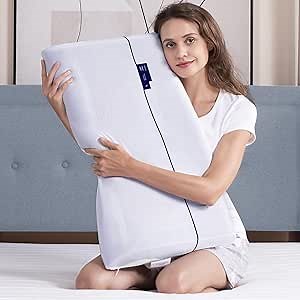 Cooling Gel Memory Foam Pillow, Cervical Neck Pillow with Cool Washable Pillowcase, Deep Sleep Ergonomic Pillow for Neck Pain Relief
