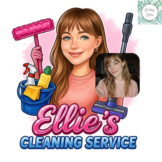 Custom Cleaning Business Logo Design: Cartoon Portrait, Housekeeping Service (digital Download) - Etsy