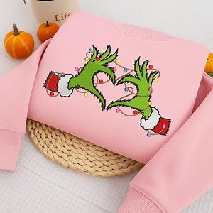 Grinch Hands Heart Embroidery Design, Christmas Lights Machine Embroidery, Xmas Applique Pattern, Holiday Stitch File - Etsy
