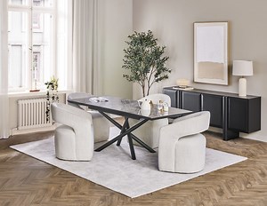 TUVA modern contemporary extendable ceramic dining table 160cm-200cm | Structube