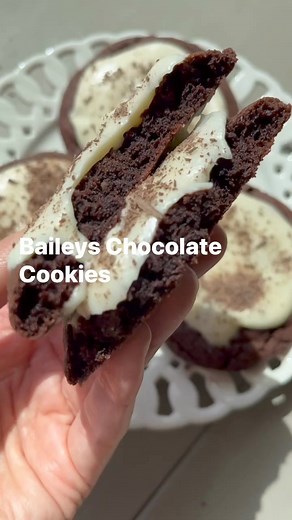 Baileys Irish Cream Chocolate Cookies with Cream Cheese Frosting #chocolatecookies #irishcream #baileysirishcream #cookies #gourmetcookies #chocolate | A Latte Food