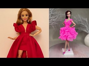 DIY Stunning Barbie Dresses | doll Hacks and Crafts | Doll dress making | Mini Dress | Fashion