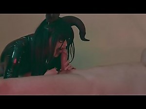 Halloween succubus handjob and milk up guy in the night with flashlight orgasm torture
