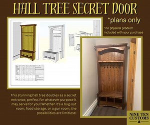 Hidden Door Hall Tree Woodworking Plans (PDF) 8.5" X 11" 15 Pages - Etsy