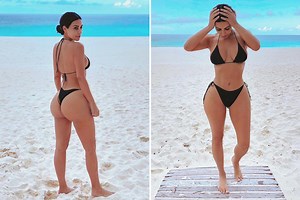 Kim Kardashian shares photo of her bare butt in a thong bikini