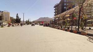 Kabul, Afghanistan - 14th october, 2024 - right-side driving point of view in sunny Kabul heavy traffic city center road. POV hyperlapse travel adventure in Afghanistan