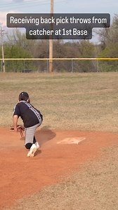 Working on positioning as a 1st baseman on back picks from catcher. #1stbase #receive #throw #catcher #positioning | MoyStyle Baseball
