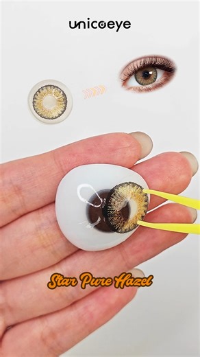 Meet Star Pure Hazel🤎✨the brown that shines brighter! #unicoeye #unicoeyefda #contactlenses #coloredcontacts #eyemakeup #makeup #eyewear #beauty #softlens #naturallens #browncontacts | Unicoeye