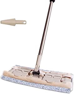 Professional Microfiber Flat Mop, Extendable Handle, Hardwood, Tile, Laminate Floor & Wall & Windows Cleaning, Dry & Wet Dust Mopping, 1 Mop + 1 Dirt Removal Scraper