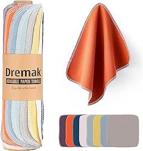 Reusable Paper Towels Washable Roll - Pack of 16 Kitchen Paperless Paper Towels - 10" x 10" Cotton Cloth Paper Towels, Super Soft, Absorbent, Zero Waste Alternative Napkins