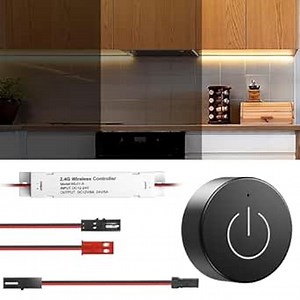 VST DC 12V/24V Wireless Touch Dimmer Switch and Receiver Kit with 2pins JST Connector, Wireless Remote led Light Controller for Cabinet, Closets， Wardrobes Lights Include 12v to 24v