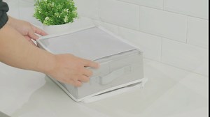 Flatware Storage Chest, Flatware Container Box for Silverware, Serving Utensils,Kitchen, Office Organizer with Zipper Lid and Carry Handles,Withe