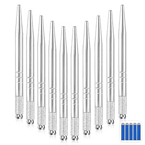 Microblading Pens 10pcs Microblading Handles Microblading Eyebrow Pen Manual Microblade Tool for Lip,Eyeliner, Embroidery Eyebrow Permanent Makeup Supplies