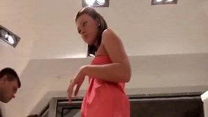Upskirt (fake) in shoe store