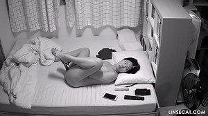 Hacked home IP camera: 4 Korean women masturbating. She realized she forgot to turn off the camera halfway through masturbation