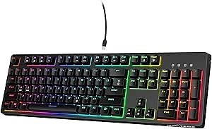 LTC NB1041 Nimbleback Wired Mechanical Keyboard, Hot-Swappable 104Keys RGB Backlit Gaming Keyboard, Red Switch/Black