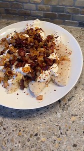29 reactions | Homemade perogies with bacon, onion and sour cream!  #farmtotable #perogies #bacon | BBQ Beautiful | Facebook