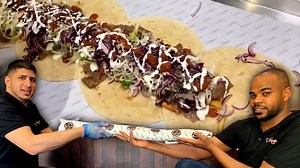 THREE FOOT wrap containing parmo, kebab & chips on sale in Newcastle!