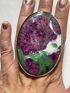 Ruby Zoisite Sterling Silver Ring: Large Oval Gemstone, January Birthstone - Etsy
