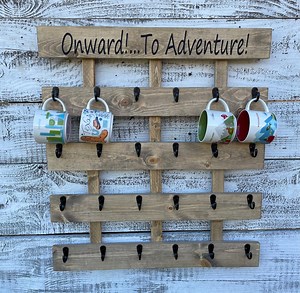 XL Wooden Coffee Mug Rack: You Are Here Collection Display - Etsy