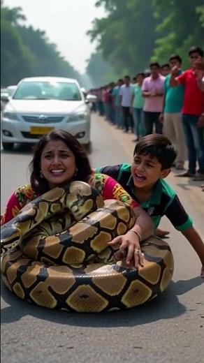 😱 Python Attacks Woman on Beach Road | Giant Snake Wraps Around Her Body | Real Snake Attack 2025 🐍