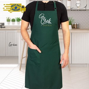Tablier de chef personnalisé avec nom – Cadeau pour papa, homme, chef – Fête des pères ou anniversaire – Élégant et unique - Etsy France