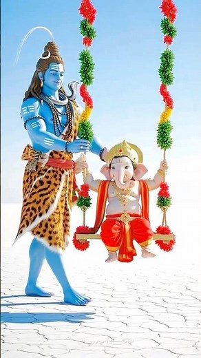 Bhole Baba Ji is swinging Ganesh Ji 😊👍