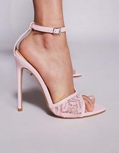 Simmi London Eavie lace heeled sandal in pink | ASOS