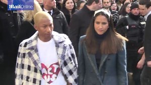 Pharrell Williams and wife Helen arrive at Chanel PFW show