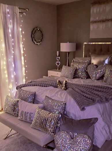 Dreamy Purple & Silver Glam Bedroom Makeover
