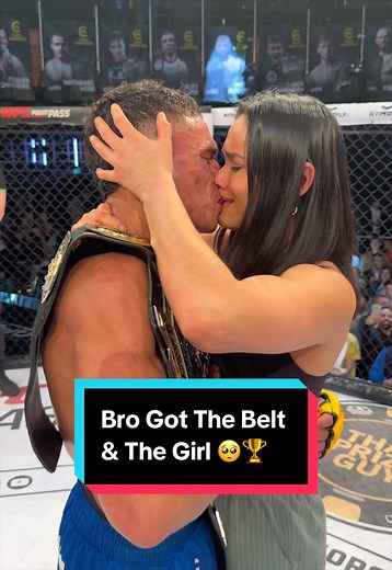 MMA Champion Gets Belt & Girlfriend After Win ❤️