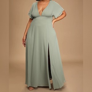NWOT Promise Of Love Sage Brush Flutter Sleeve Maxi Dress