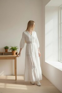 Vintage White Boho Lace Maxi Dress – Vintage Inspired Prairie Cottagecore Long Sleeve Tiered Romantic Modest Summer Gown - Etsy Canada