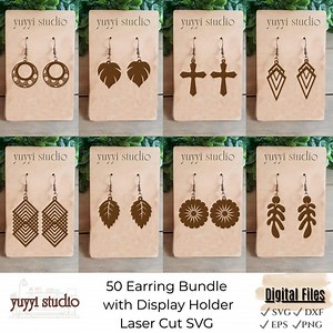 Earring SVG Bundle: 50 Laser Cut Designs + Display Stand (digital Download - Etsy Canada