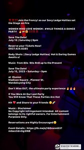 ‼️‼️‼️ WOMEN WHO LOVE WOMEN : #WILD THINGS A DANCE PARTY 🔥😍🏳️‍🌈‼️‼️‼️ Join the Frenzy! as our Sexy Ledge Hotties set the Stage on Fire Save The Date! July 15 | Saturday | 9pm Reserve your Tickets Now! 0927.424.6385 Body Shots | Sexy Ledge Hotties| Hot & Daring Games Awaits u! Music from 80s 90s RnB up to the Present Save The Date! July 15, 2023 • Saturday • 9pm at Illusion Madison Square , Pioneer St. Mandaluyong City Don't Miss OUT, the ultimate party experience 🔥🔥🔥 If You Were At Our La