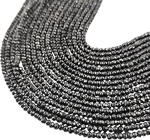 3mm Round Natural Multi-Gemstone Beads Mixed Birthstone Beads for Handmade Jewelry, Earrings, Bracelets, and Crafting Supplies (14 Inch Long Strand) (Black Spinel)