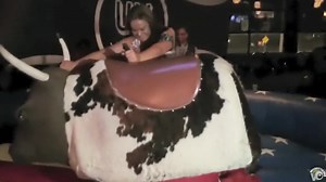 Chubby senorita tries to cover her panties on a ride