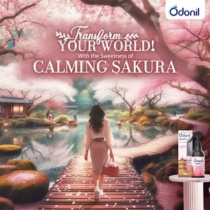 Transport yourself to a paradise like Sakura Gardens and inhale the sweet scent of cherry blossoms in the comfort of your home. Let the calming Aura envelop you and transform your world. Experience Odonil Room Spray- Calming Sakura today! Link in bio. Mehkaiye kamre aur mahaul ko, with #Odonil. #AirFreshener #TransformYourWorld #CalmingSakura #OdonilExoticSpray #JapaneseCherryBlossom | Odonil | Facebook
