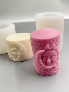 Silicone Candle Molds with Sun and Moon Design,2-Piece Set for DIY Candle Making