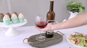 MyGift Vintage Gray Wood Serving Tray, Decorative Slatted Oval Platter with Rustic Rope Handles