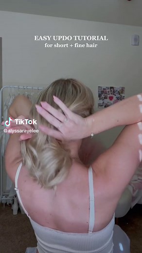 Effortless updo tutorial or shoulder length, fine hair!! #shorthairstyles #hairstyleinspo #hairtrends #easyhairstyles #hairtutorial #finehairstyles #messybuntutorial medsy bun for short hair