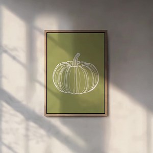 Impression d'art verte citrouille d'automne | Dessin au trait automne minimaliste (illustration de citrouille, impression d'automne, impression d'automne, art simple, dessin au trait, impression d'automne) - Etsy France