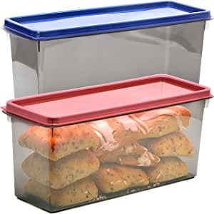 Youngever 2 Pack Plastic Bread Container, Bread Storage Containers, Food Storage Containers, 100OZ