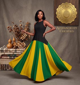 Jamaican Flag Colorblock Maxi Dress | Sleeveless Fit and Flare Gown - Etsy