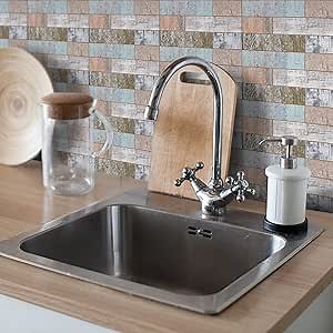 Vinyl Floor Wall Tile Sticker, Non-Slip Sticky Back Tile Decals for Kitchen Bathroom Self-Adhesive Peel and Stick PVC Floor Sticker DIY, Rustic Wood, 30x15cm/12x6inch, 24Pcs Set