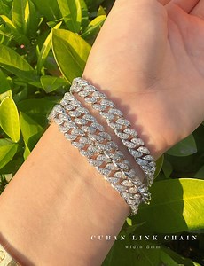 MOISSANITE Micro Prong Cuban Link Bracelet Chain Necklace Solid 925 Sterling Silver Jewelry Box Lock Cuban PASSES DIAMOND Tester 8mm for Men - Etsy