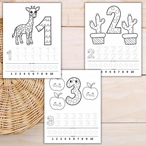 Number Coloring Pages for Kids | Preschool Math Worksheets (PDF) - Etsy
