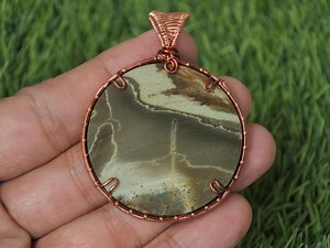 Jaspe polychrome, jaspe Java vert, cuivre enroulé fait main - Etsy France