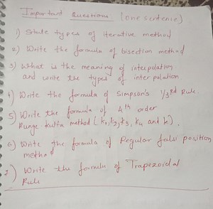 Important Questions: (one sentence)i) State types of iterative... | Filo