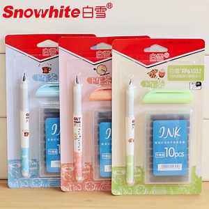 School Supply Fountain Pen Ink Pen Liquid Pen with Cartridge Blue, Black, Dark Blue